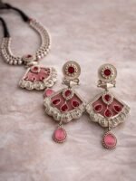 Antique Pink Stone Jewellery Set - Image 3