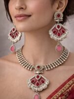 Antique Pink Stone Jewellery Set - Image 2