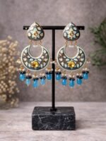 Blue Antique Meenakari Chandbalis