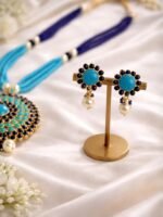 Blue Beaded Statement Necklace Set - Image 3