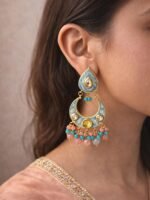 Blue Meenakari Chandbalis - Image 2