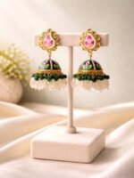Floral Meenakari Pearl Jhumkas