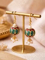 Green Meenakari Pearl Jhumka