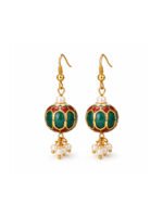 Green Meenakari Pearl Jhumka - Image 5