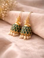 Green Pearl Drop Jhumkas