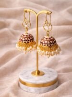 Kundan Meenakari Pearl Jhumkas