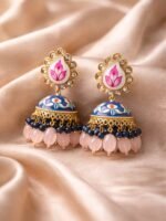 Lotus Meenakari Jhumkas - Image 3