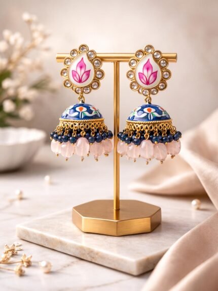 Lotus Meenakari Jhumkas