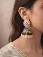 Lotus Meenakari Jhumkas - Image 2