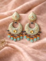 Mint Meenakari Beaded Chandbalis - Image 3