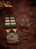 Multicolor Kundan Beaded Long Necklace Set - Image 2