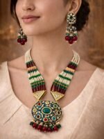 Multicolor Kundan Beaded Long Necklace Set