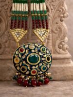 Multicolor Kundan Beaded Long Necklace Set - Image 4