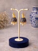 Navy Pearl Drop Jhumkas - Image 3
