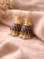 Navy Pearl Drop Jhumkas