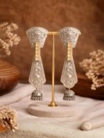 Oxidised Silver Jhumka Earrings - Image 2