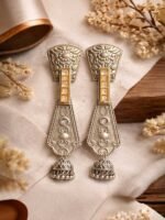 Oxidised Silver Jhumka Earrings - Image 5