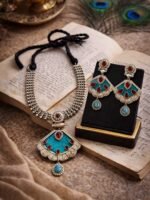 Oxidised Silver Turquoise Necklace Set