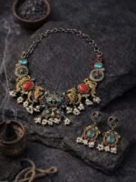 Oxidised Tribal Statement Necklace Set