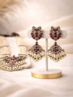 Pearl Polki Long Necklace Set - Image 3