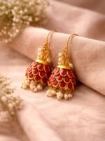 Red Pearl Drop Jhumkas