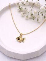 Aqua Gold Fish Charm Necklace