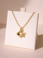 Aqua Gold Fish Charm Necklace - Image 2