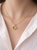 Aqua Gold Fish Charm Necklace - Image 3