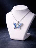 Designer Blue Butterfly Charm Necklace - Image 3