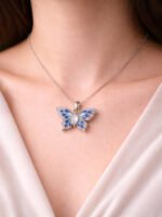 Designer Blue Butterfly Charm Necklace - Image 2