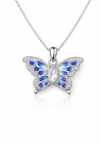 Designer Blue Butterfly Charm Necklace - Image 4