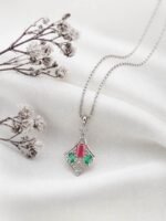 Elegant Color Stone Pendant Necklace with Crystal Accents - Image 3