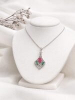Elegant Color Stone Pendant Necklace with Crystal Accents