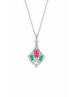Elegant Color Stone Pendant Necklace with Crystal Accents - Image 4