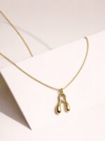 Gold A Letter Wishbone Pendant Necklace