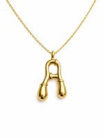 Gold A Letter Wishbone Pendant Necklace - Image 4