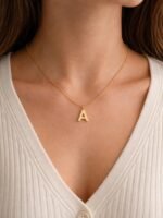 Gold 'A' Letter Pendant Necklace - Image 2