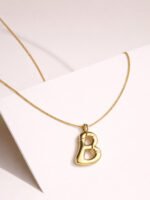 Gold 'B' Wishbone Pendent Necklace