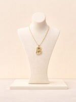 Gold 'B' Wishbone Pendent Necklace - Image 3