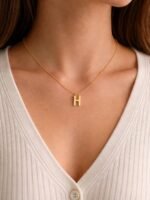 Gold 'H' Letter Pendant Necklace - Image 2