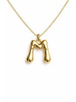 Gold M Letter Wishbone Pendant Necklace - Image 4