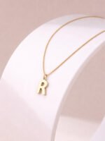 Gold 'R' Letter Pendant Necklace
