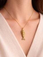 Golden Fish Charm Pendant Necklace