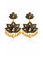 Green Meenakari Chandbali Earrings - Image 4