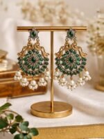 Green Stone Pearl Chandbali