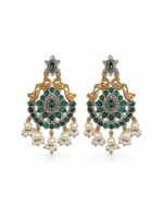Green Stone Pearl Chandbali - Image 4