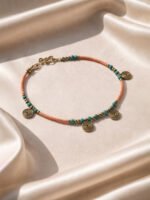 Coral Turquoise Boho Charm Bracelet