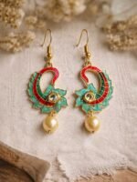 Meenakari Pearl Drop Earrings - Image 3