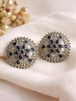 Oxidised Blue Stone Studs - Image 3