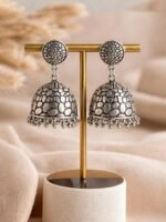Oxidised Dome Jhumka Earrings